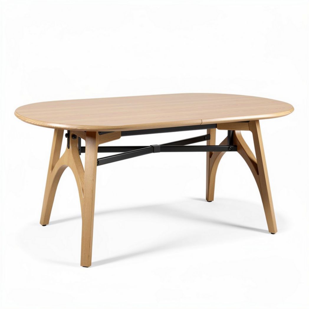 Folding dining table made of natural wood in light oak finish 150 x 80 x 75cm
