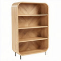 Natural wood bookshelf with four shelves for living room storage 80 x 30 x 150cm