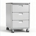 Metal mobile filing cabinet with three drawers and lockable design 45 x 40 x 60cm