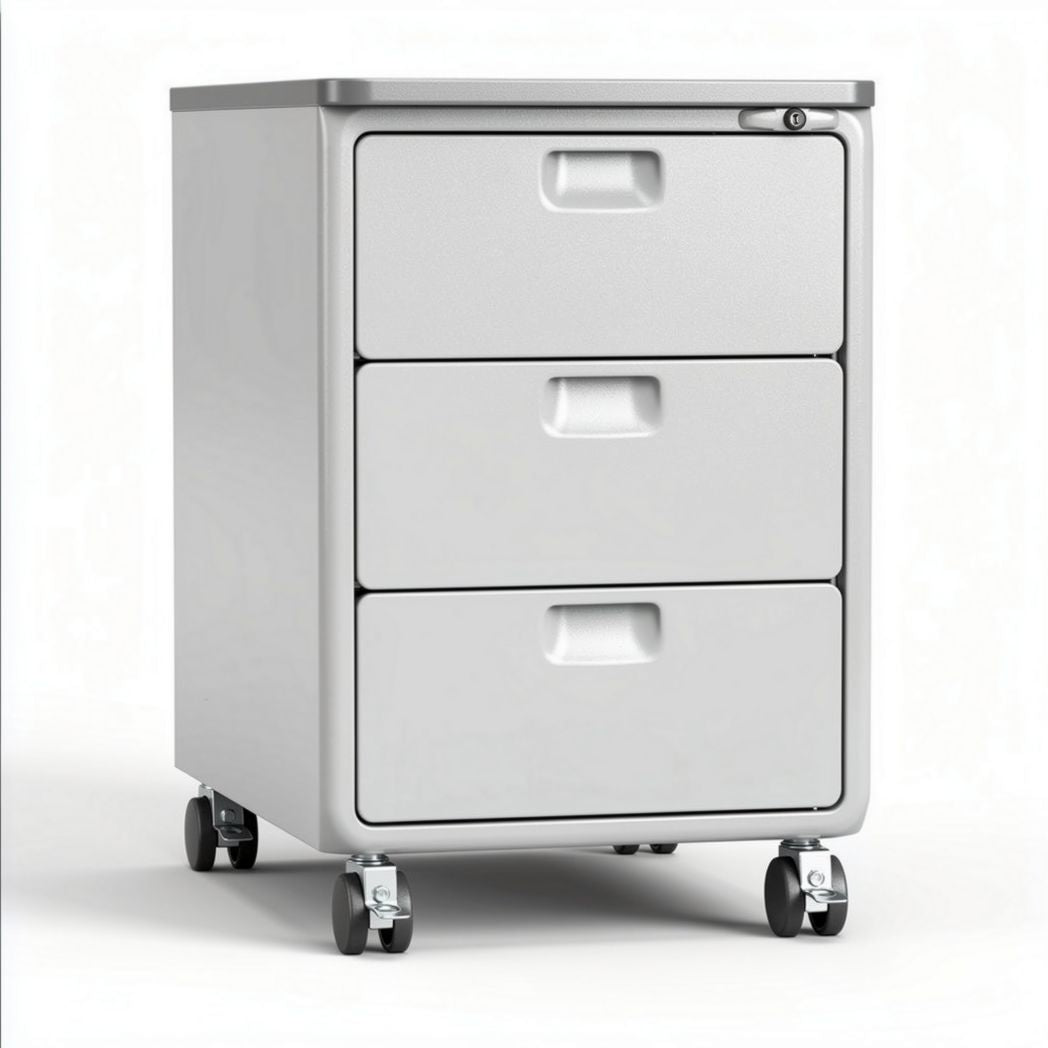 Metal mobile filing cabinet with three drawers and lockable design 45 x 40 x 60cm