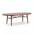 Oval coffee table with wood veneer finish and tapered legs 150 x 80 x 45cm