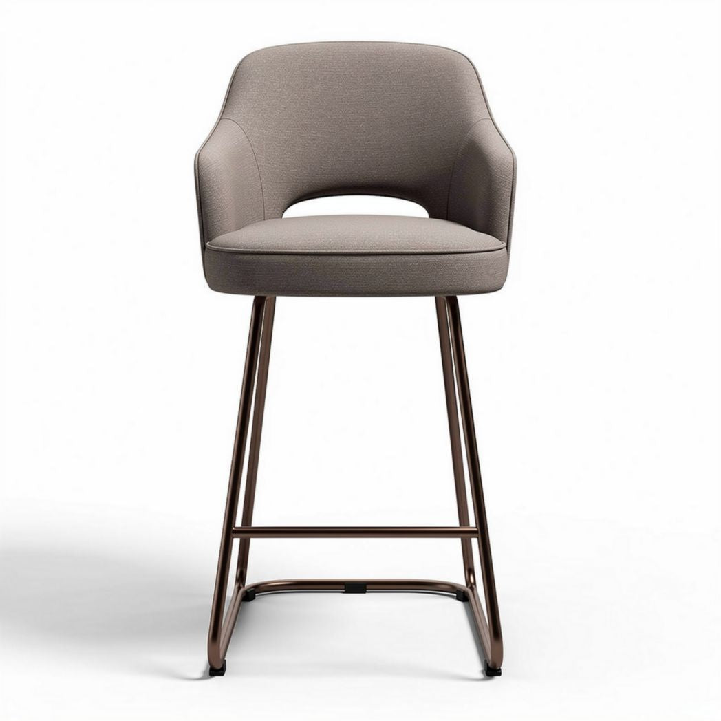 Upholstered bar stool with metal frame in taupe color 45 x 45 x 100cm